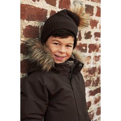 Coffe Bean 48 - Caciula copii lana merinos tricotata captusita fleece - En Fant