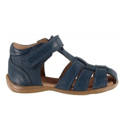 Plain Small Navy 21 - Sandale din piele cu inchidere velcro pentru copii - En Fant