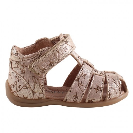 Plain Small Flower 21 - Sandale din piele cu inchidere velcro pentru copii - En Fant