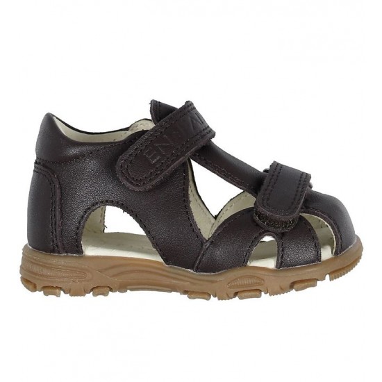 Uranus Brown 22 - Sandale din piele cu inchidere velcro pentru copii - En Fant