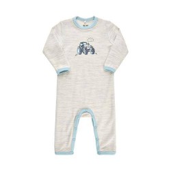 Salopeta baieti din lana merinos si bambus - MeToo - Creme Grey Melange 80 cm