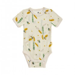  Elm Green 70 - Body cu maneci scurte, din amestec bambus si lana merinos 