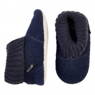 Navy Melange 25/26 - Botosei din lana merinos tumbled/boiled cu banda tricotata - CeLaVi Navy Melange 25/26 - Botosei din lana merinos tumbled/boiled cu banda tricotata - CeLaVi