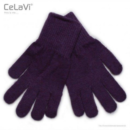 Purple 7/12 ani - Manusi tricotate cu lana merinos- CeLaVi 
