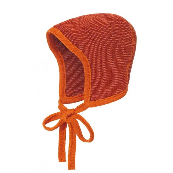 Orange/Bordeaux 00 - Caciula din lana merino tricotata - Disana