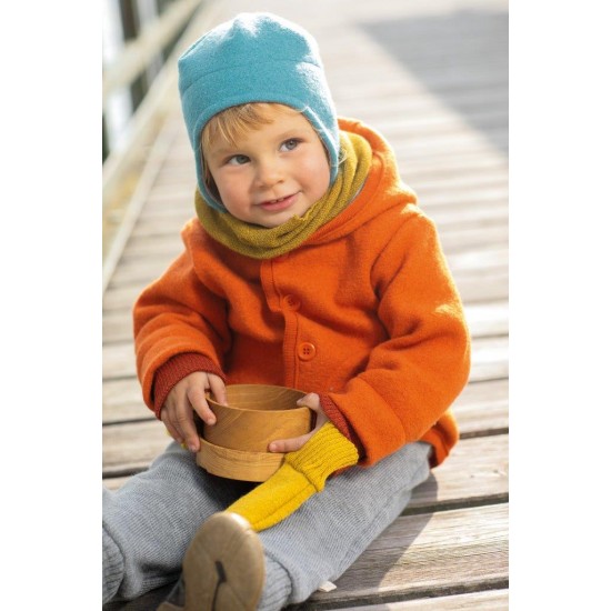 Orange 74/80 - Jacheta din lana merinos organica - tumble/boiled wool - Disana Orange 74/80 - Jacheta din lana merinos organica - tumble/boiled wool - Disana