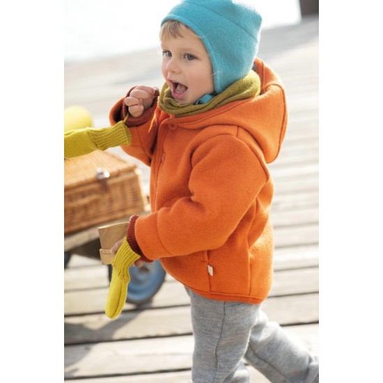 Orange 74/80 - Jacheta din lana merinos organica - tumble/boiled wool - Disana Orange 74/80 - Jacheta din lana merinos organica - tumble/boiled wool - Disana