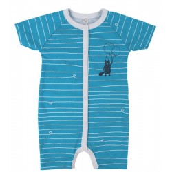 Blue White Wave 74/80 - Salopeta de vara din bumbac organic cu capse - Iobio Blue White Wave 74/80 - Salopeta de vara din bumbac organic cu capse - Iobio