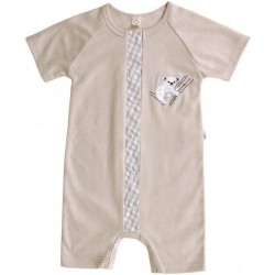 Sand 62/68 - Playsuit din bumbac organic GOTS cu broderie - Iobio 