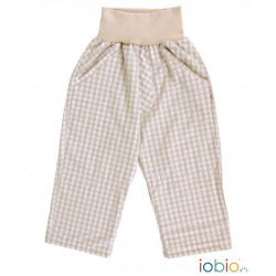 Palermo Karo Sand Blue 86/92 - Pantaloni Salvari din bumbac organic - Iobio