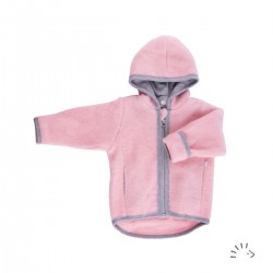Milo Cotton Candy 74/80 - Jacheta din lana merinos organica fleece cu fermoar si buzunare - Iobio Milo Cotton Candy 74/80 - Jacheta din lana merinos organica fleece cu fermoar si buzunare - Iobio