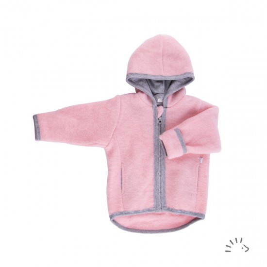 Milo Cotton Candy 74/80 - Jacheta din lana merinos organica fleece cu fermoar si buzunare - Iobio Milo Cotton Candy 74/80 - Jacheta din lana merinos organica fleece cu fermoar si buzunare - Iobio