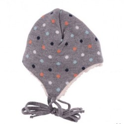 Dots Multicolored 1+ - Caciula din lana merinos si blanita din bumbac organic - Iobio Dots Multicolored 1+ - Caciula din lana merinos si blanita din bumbac organic - Iobio