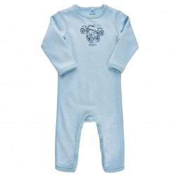 Salopeta baieti din lana merinos si bambus - MeToo - Cerulean 74 cm 