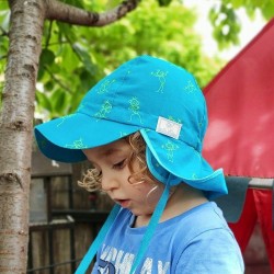 Palarie de soare din bumbac organic cu protectie pentru urechi si snur - Pickapooh - Tom Blue 46 Palarie de soare din bumbac organic cu protectie pentru urechi si snur - Pickapooh - Tom Blue 46