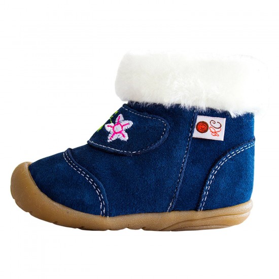 Navy Flower 19 - Ghete din piele cu blanita - Rose et Chocolat Navy Flower 19 - Ghete din piele cu blanita - Rose et Chocolat