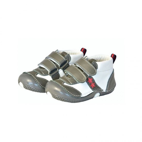 Grey White 22 - Ghete din piele cu velcro - Rose et Chocolat Grey White 22 - Ghete din piele cu velcro - Rose et Chocolat