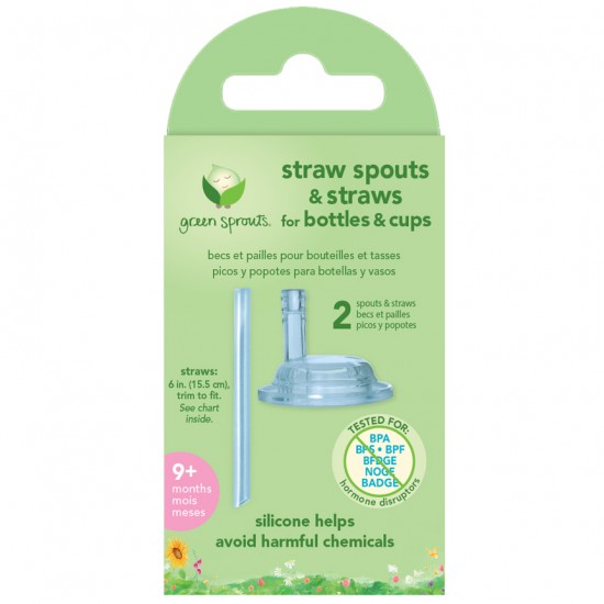 Set 2 rezerve cu pai din silicon pentru cana cu interior din sticla - Green Sprouts Set 2 rezerve cu pai din silicon pentru cana cu interior din sticla - Green Sprouts