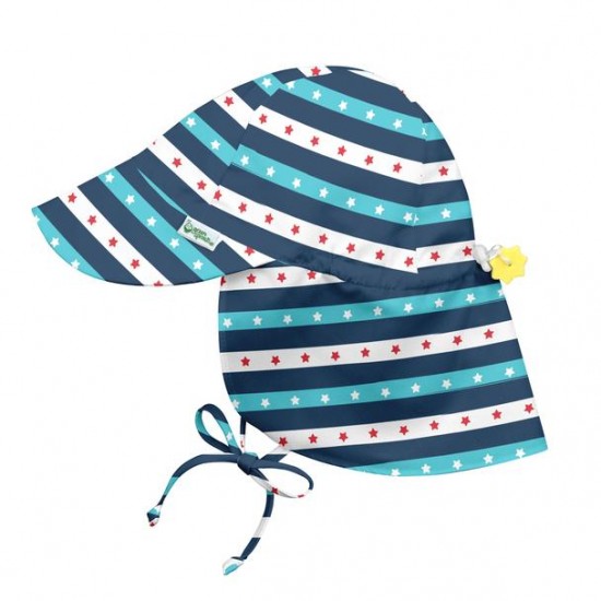 Navy Star Striped 9/18 luni - Palarie baieti SPF 50+ cu snur reglator Green Sprouts by iPlay 