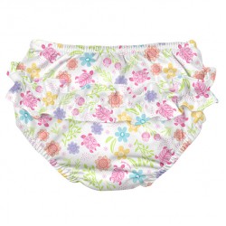 White Turtle Floral 12 luni - Slip fete SPF 50+ refolosibil, cu capse si volanase - Green Sprouts by iPlay White Turtle Floral 12 luni - Slip fete SPF 50+ refolosibil, cu capse si volanase - Green Sprouts by iPlay